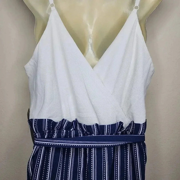 Lily Rose Juniors Paperbag Romper Cami Top Size XL Navy Blue White Resort NWT - Picture 7 of 14
